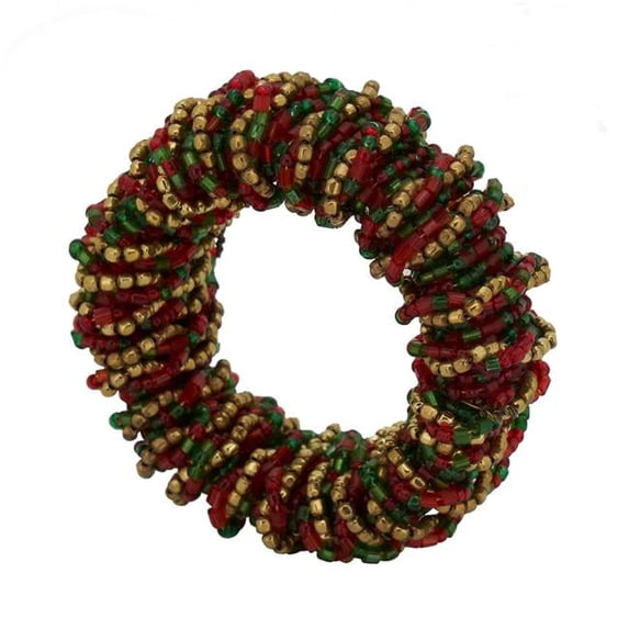 Saro Lifestyle NR531.RG Beaded Round Napkin Rings, Red - Set of 4