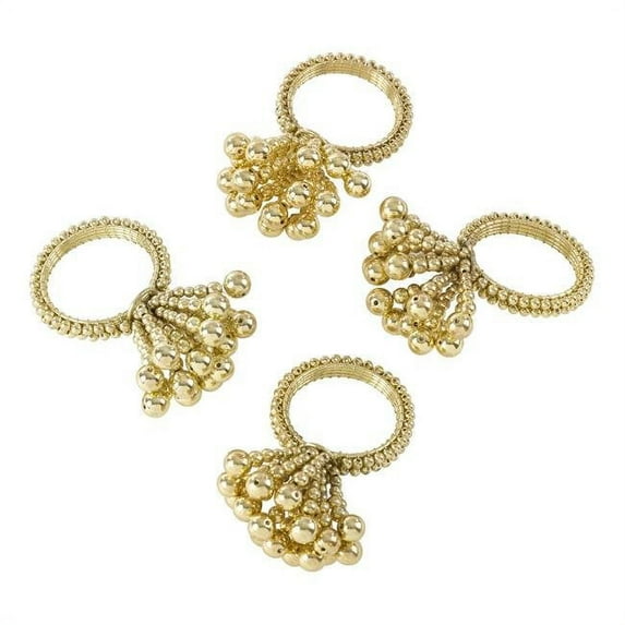 Saro Lifestyle NR73.GL Flower Design Napkin Ring, Gold - Set of 4