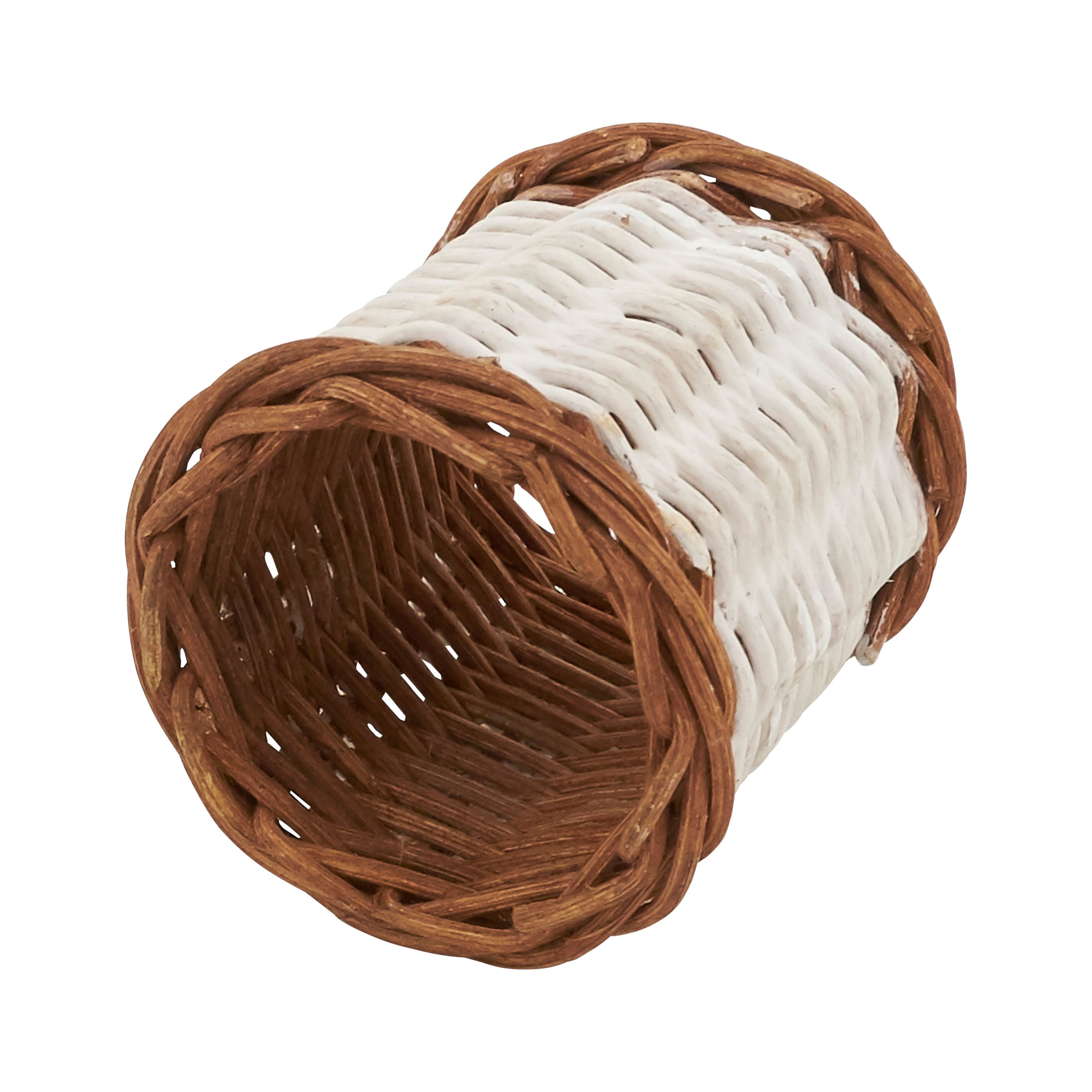 Natural Two-Tone Rattan Napkin Rings Set of 4