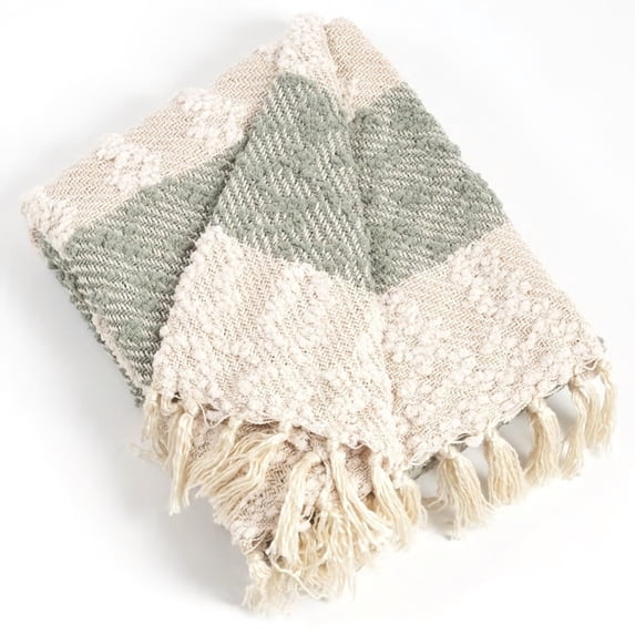 Saro Lifestyle Nubby Design Striped Throw Blanket Sea Green