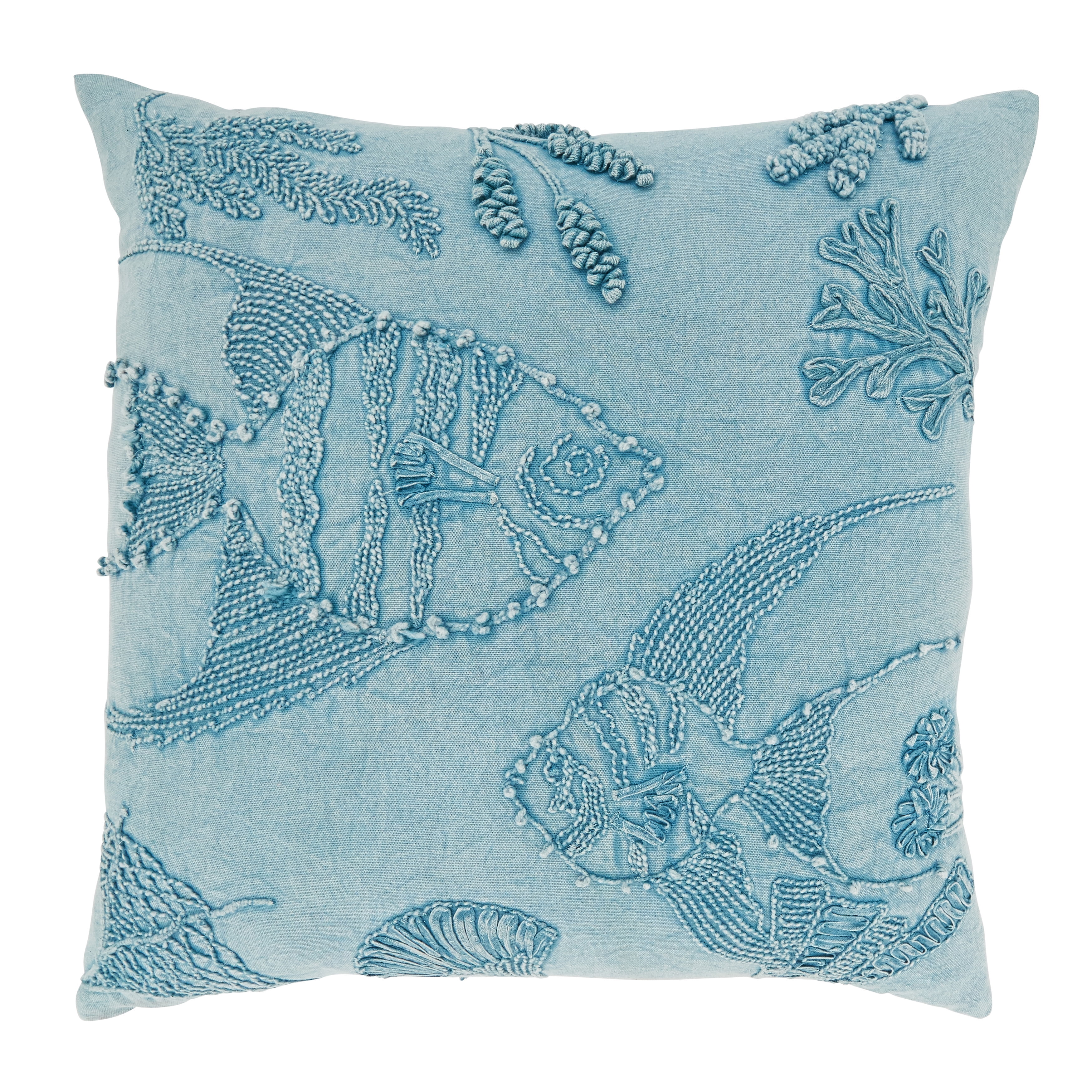 Oceanic Charm Stonewashed Fish Cotton Throw Pillow