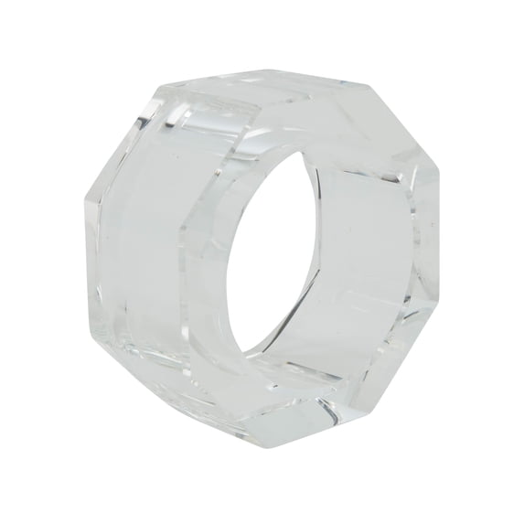 Saro Lifestyle Octagonal Shape Glass Crystal Napkin Ring (Set of 4)