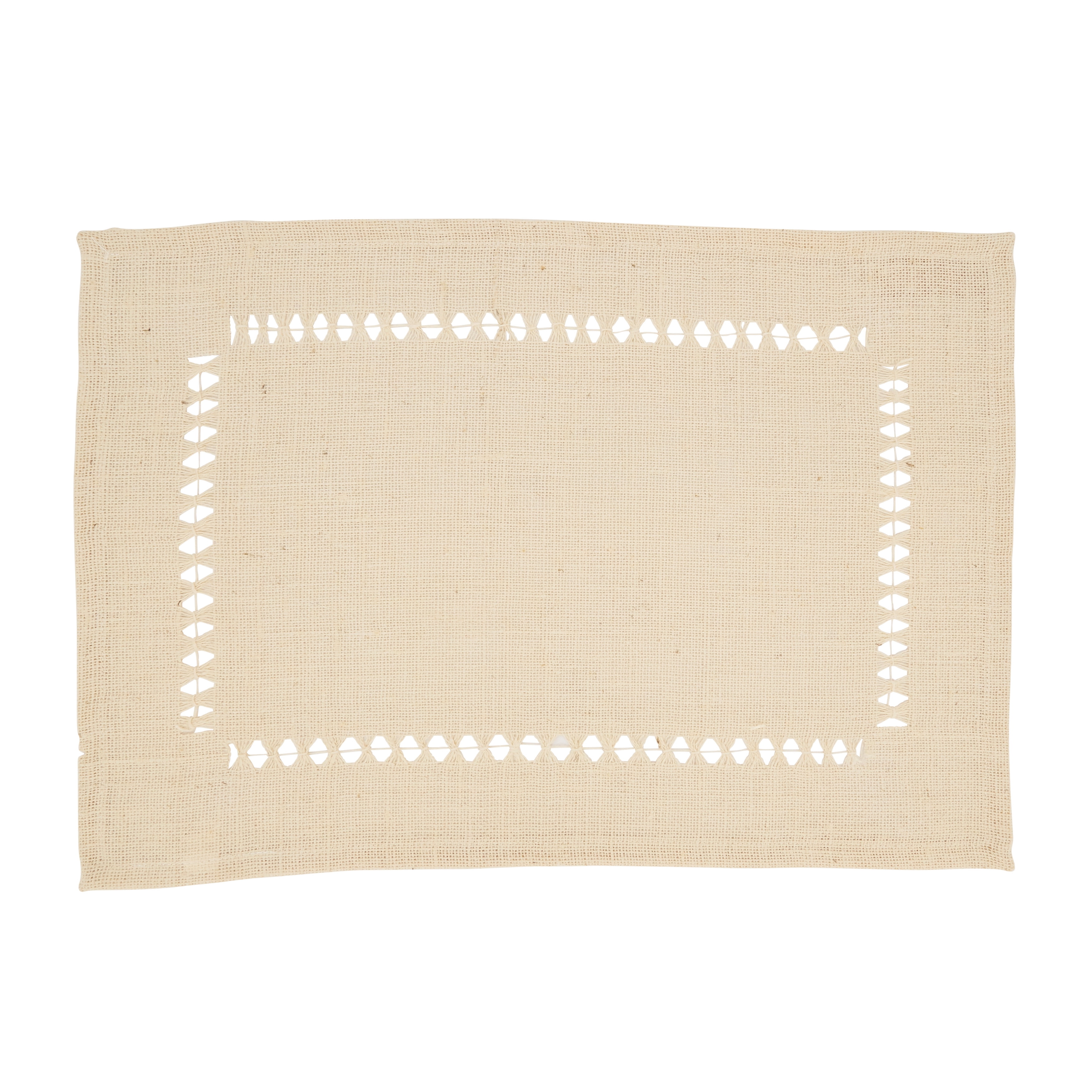 Ivory Jute Hemstitch Rectangle Placemats Set of 4