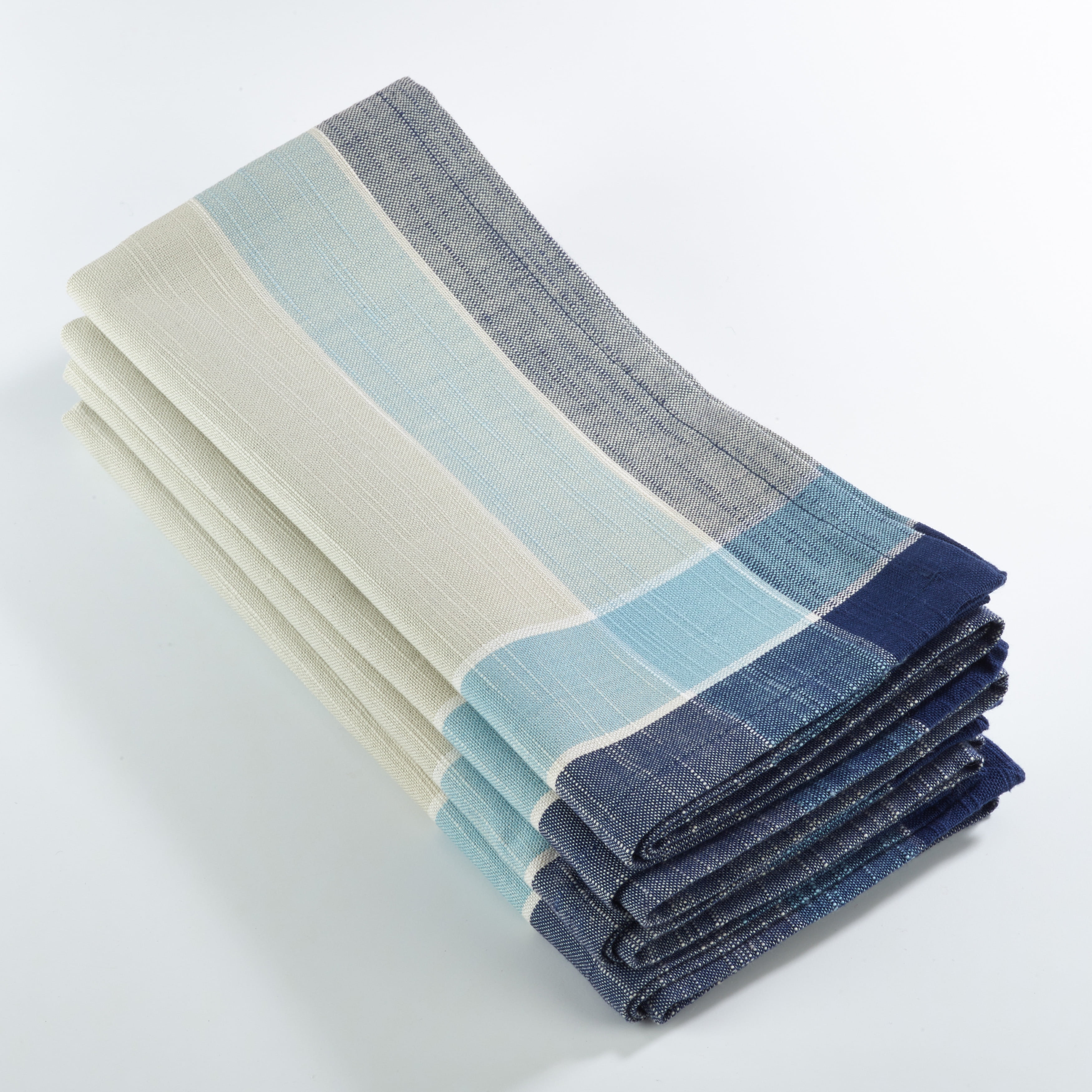 Aqua Palmaria Plaid Cotton Dinner Napkins, Set of 4