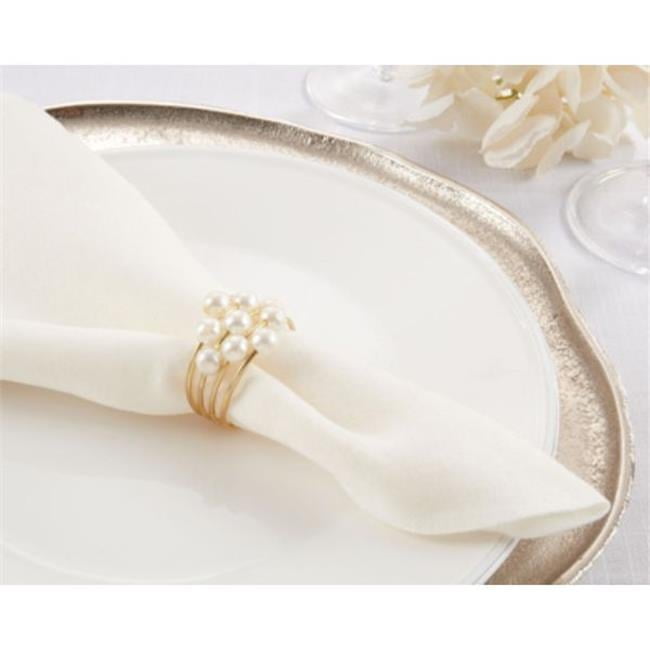 Gold and Pearl Design Table Napkin Rings Set of 4