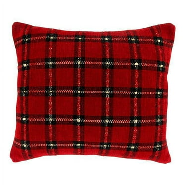 Saro Lifestyle Plaid Chenille Down Filled Throw Pillow