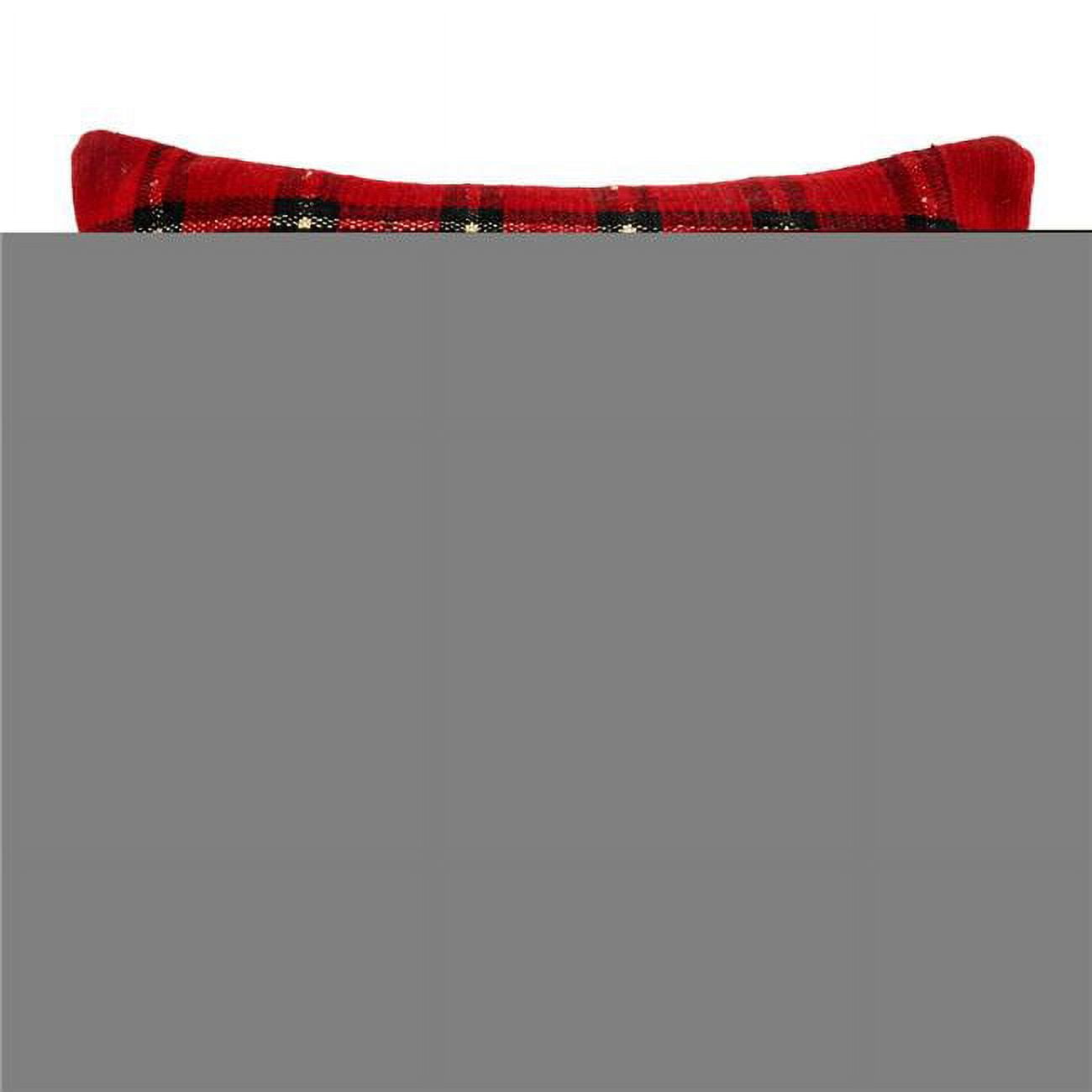 Red Plaid Chenille Poly Filled Square Throw Pillow