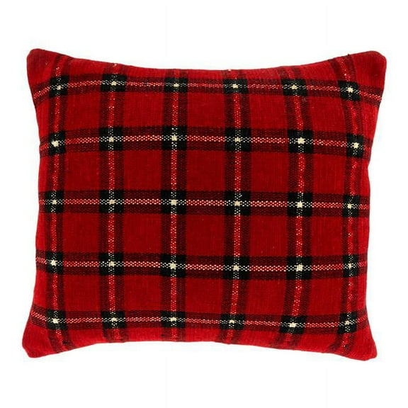 Saro Lifestyle Plaid Chenille Throw Pillow Cover