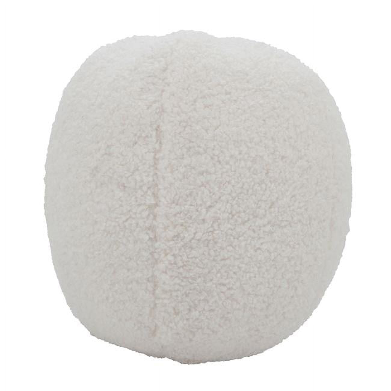 Ivory Faux Fur Round Throw Pillow