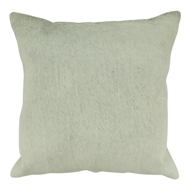 Gray Cowhide Leather Square Throw Pillow, 18"