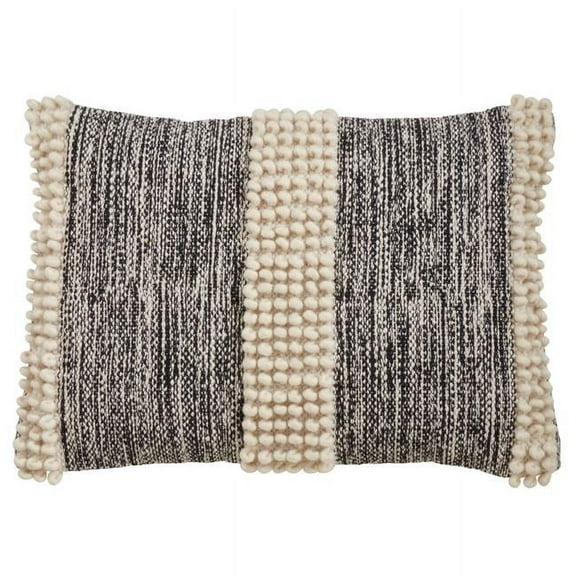 Saro Lifestyle Pom Pom Stripe Throw Pillow Cover