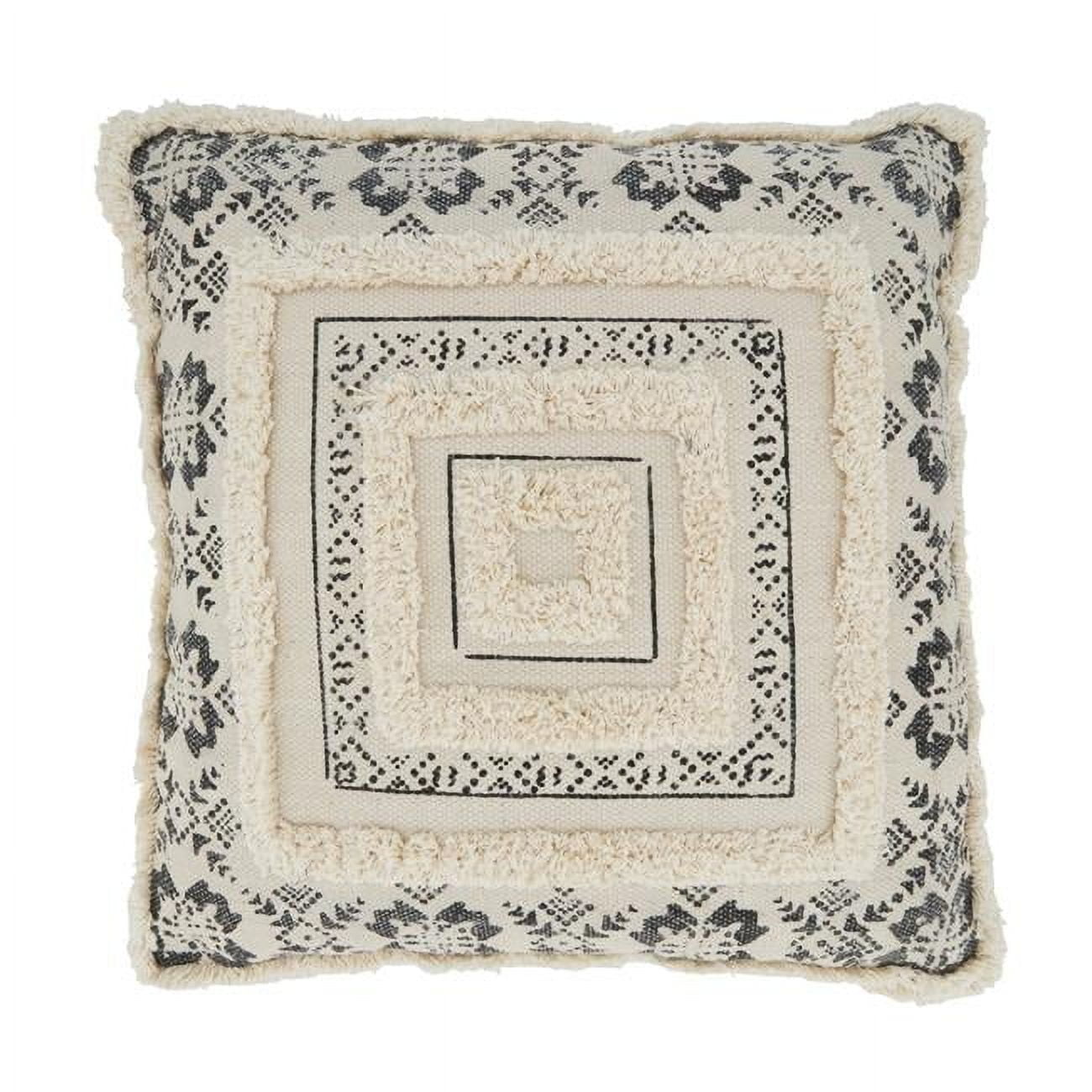 Embroidered Cotton Tufted Decorative Pillow Cover
