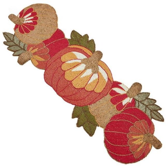 Saro Lifestyle Pumpkin Design Table Runner With Glass Beads