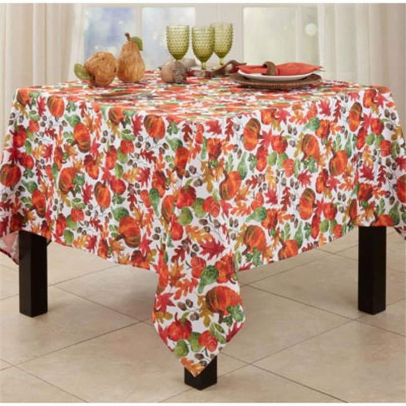 Autumn Pumpkin Foliage Rectangular Fabric Tablecloth