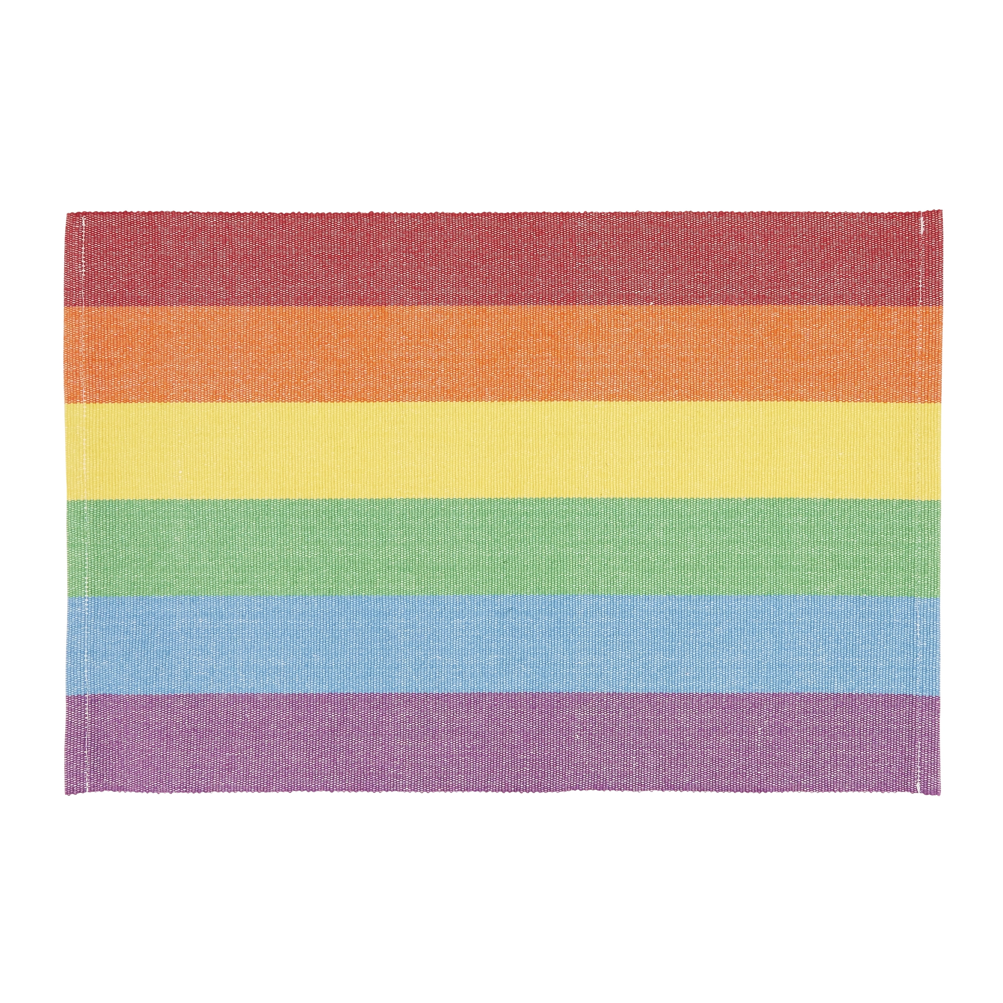 Rainbow Stripe Multicolored Fabric Placemats, Set of 4, 13"x20"