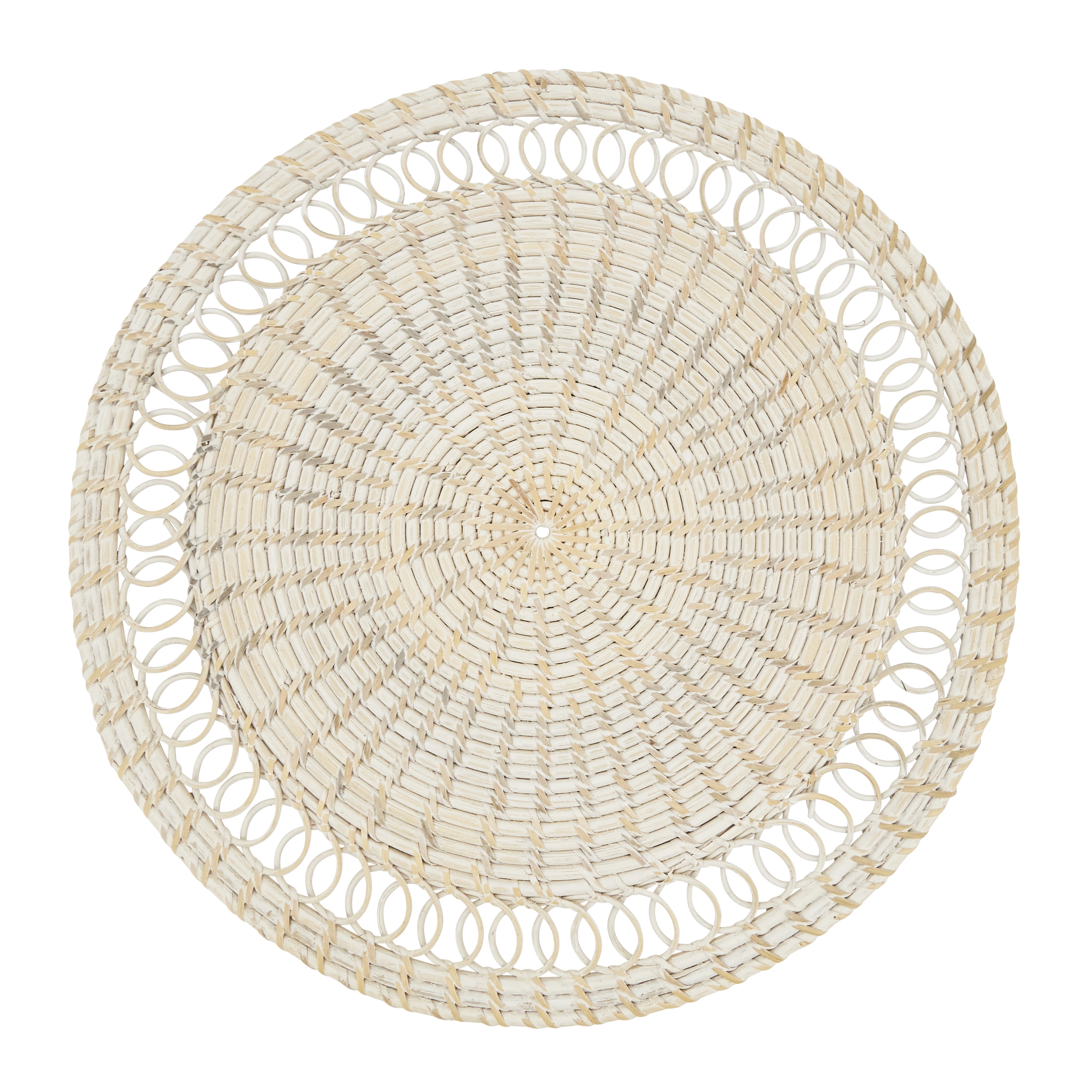 Beige 15" Rattan Loopy Spiral Placemats, Set of 4
