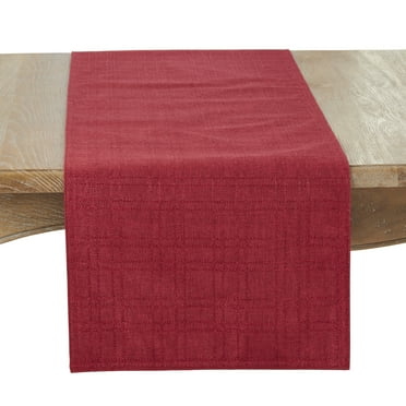 Saro Lifestyle Refined Stitched Plaid Table Runner 16"x108" - Burgundy
