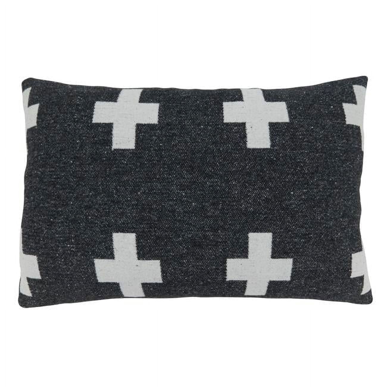 23" Black and White Reversible Plus Sign Throw Pillow