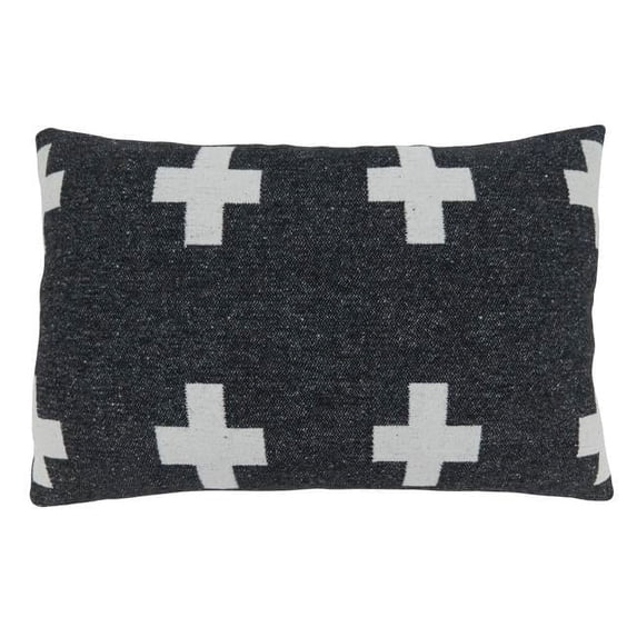 Saro Lifestyle Reversible Plus Sign Down Filled Throw Pillow