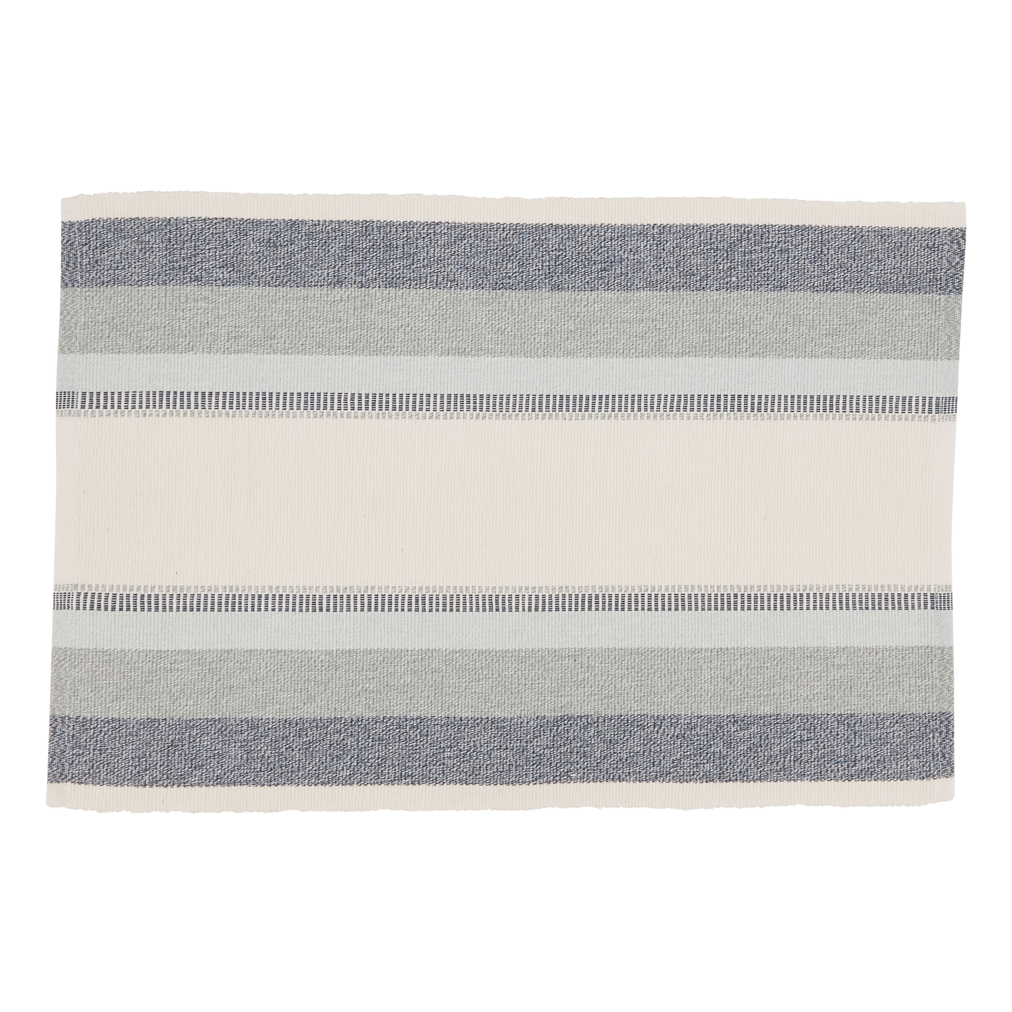 Blue and White Cotton Striped Rectangle Placemats Set