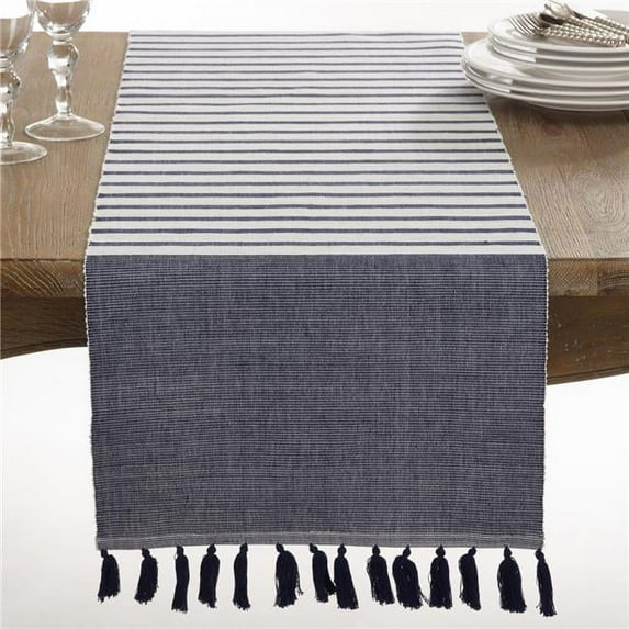 Saro Lifestyle Ribbed Tassel Table Runner