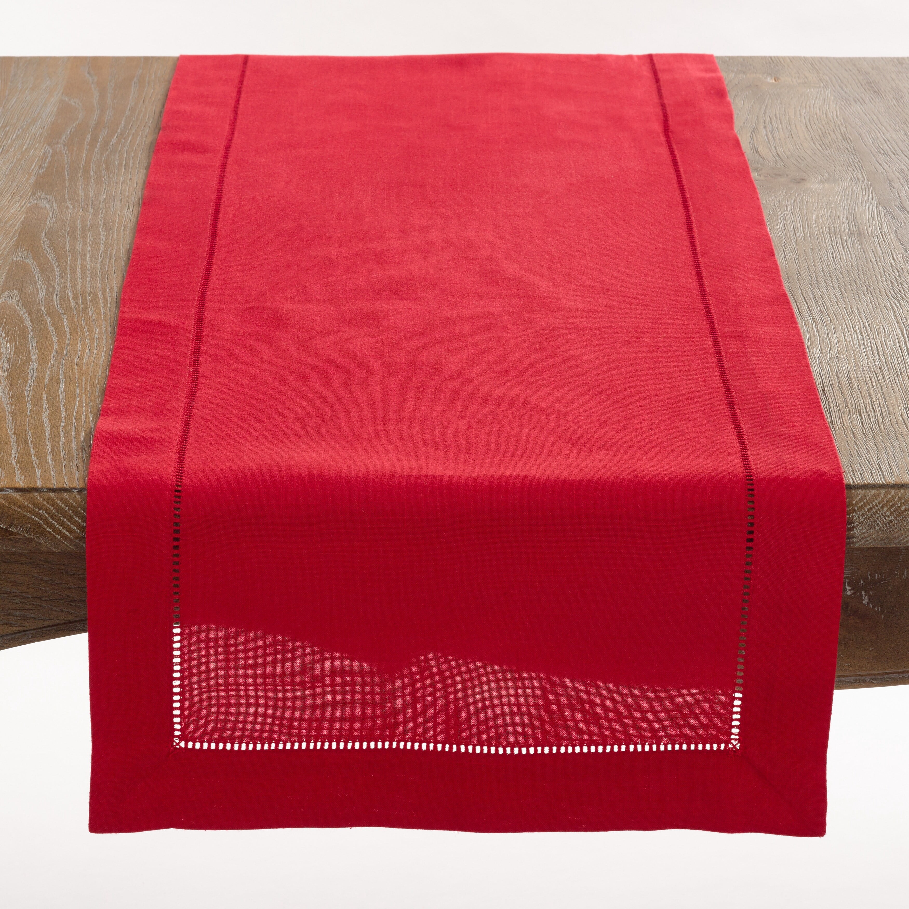 Red Ric Rac Table Runner Saro Lifestyle Rochester Collection Red Table Runner with Hemstitched ...