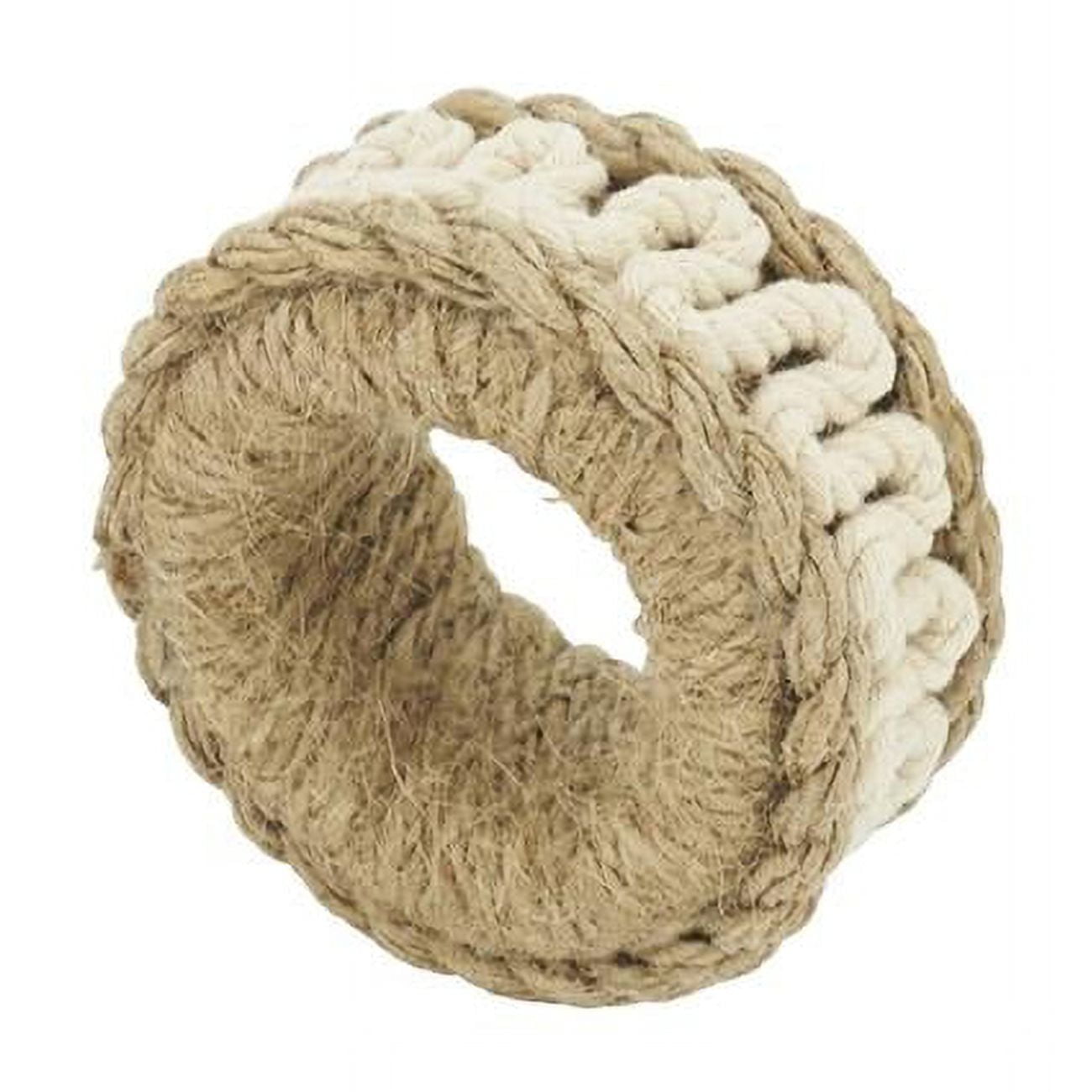 Beige Rope Embellished Circular Napkin Rings, Set of 4