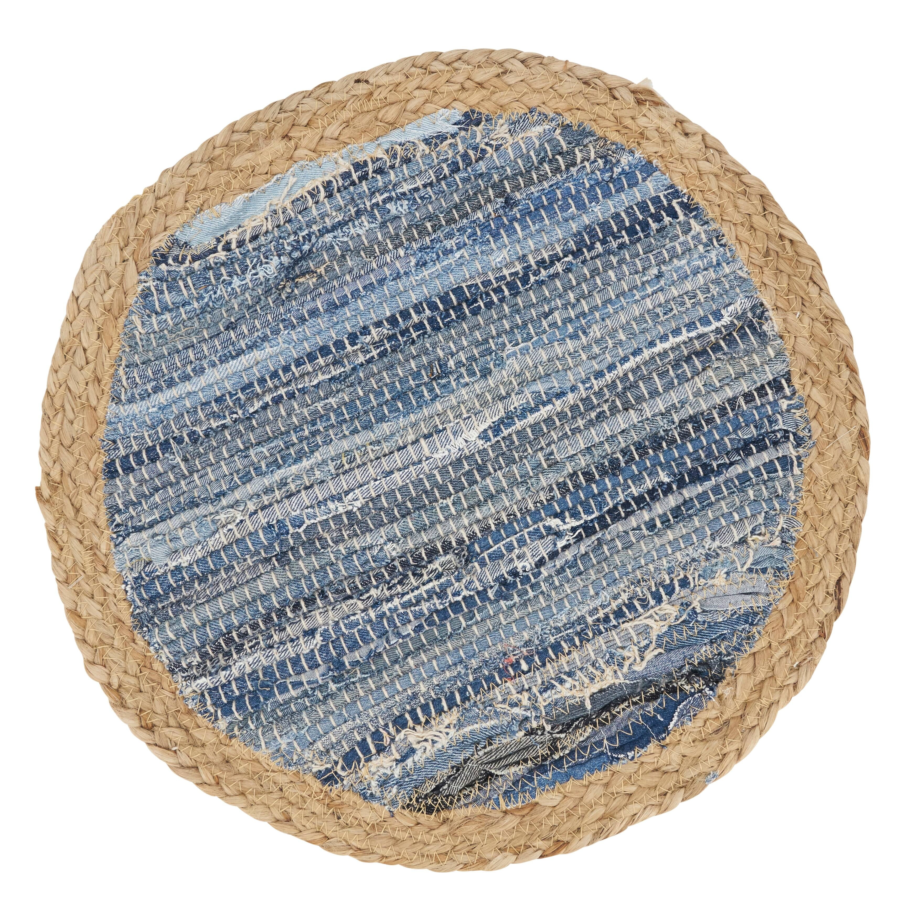 Rustic Blue Denim Weave Round Placemats Set of 4