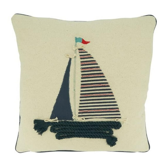Saro Lifestyle Sail Boat Appliqué Down Filled Throw Pillow
