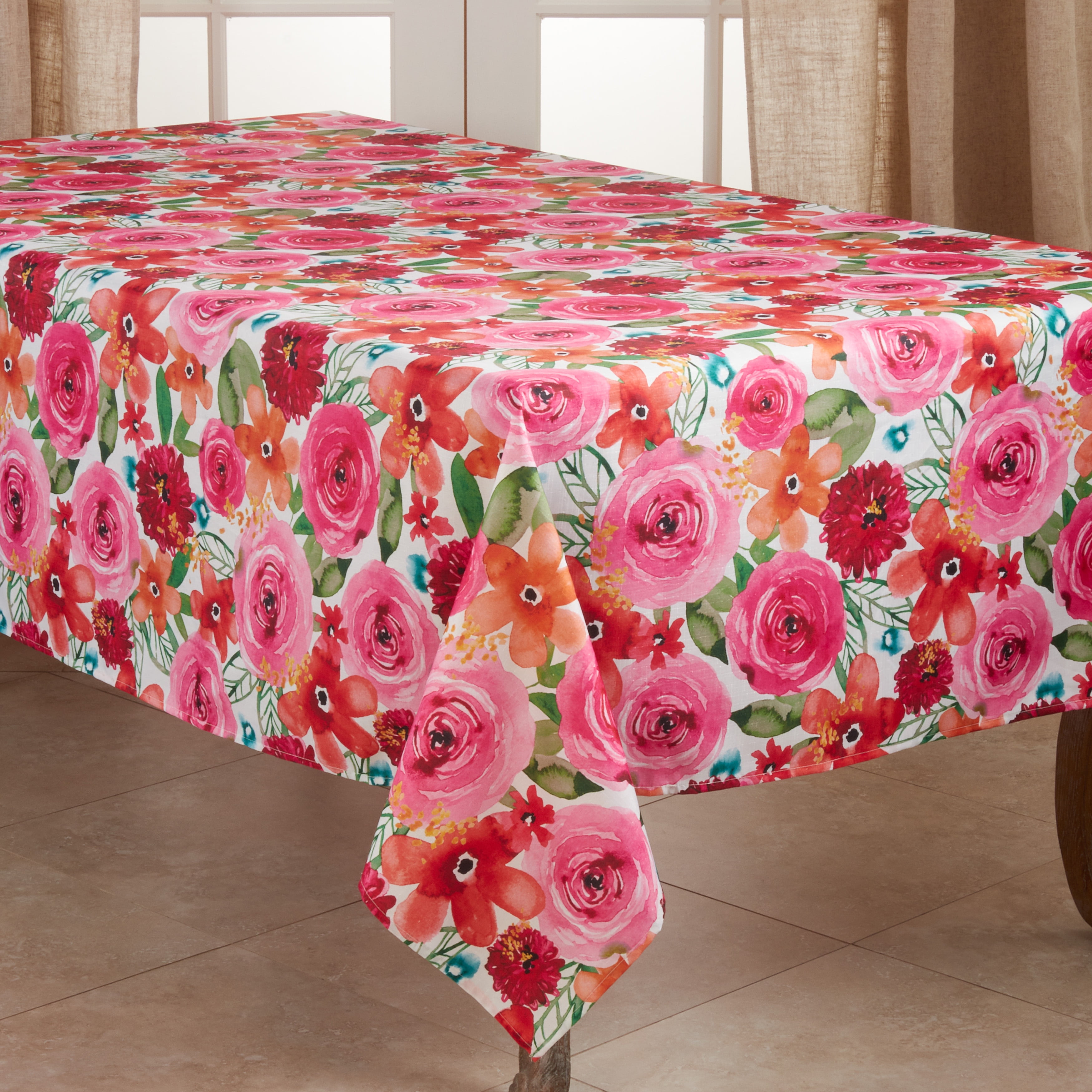 Santa Monica Floral Print Fabric Tablecloth