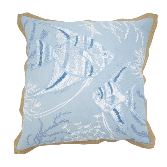 Saro Lifestyle Seaside Splash Fish Throw Pillow Cover