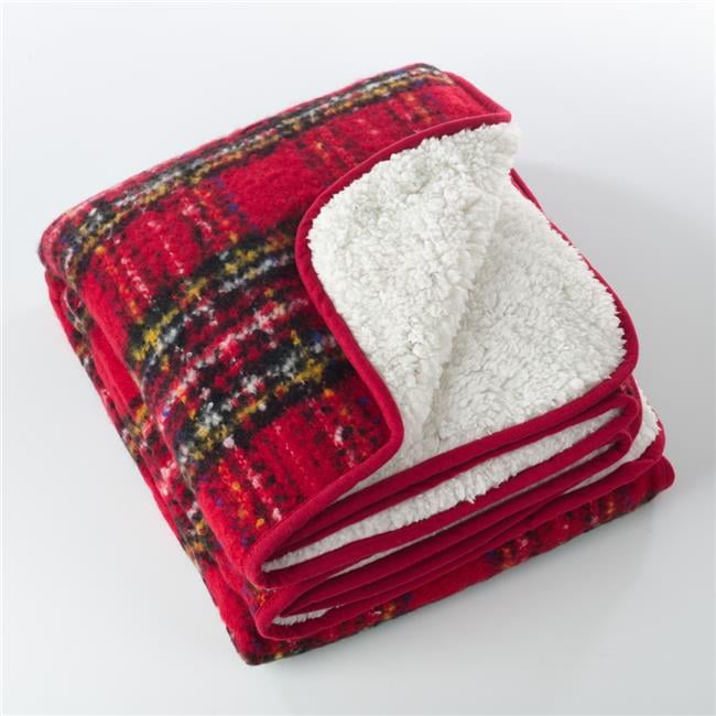 Red Reversible Sherpa Faux Fur Throw Blanket 50"x60"