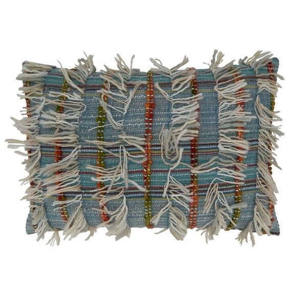 Saro Lifestyle Shaggy Striped Poly Filled Throw Pillow