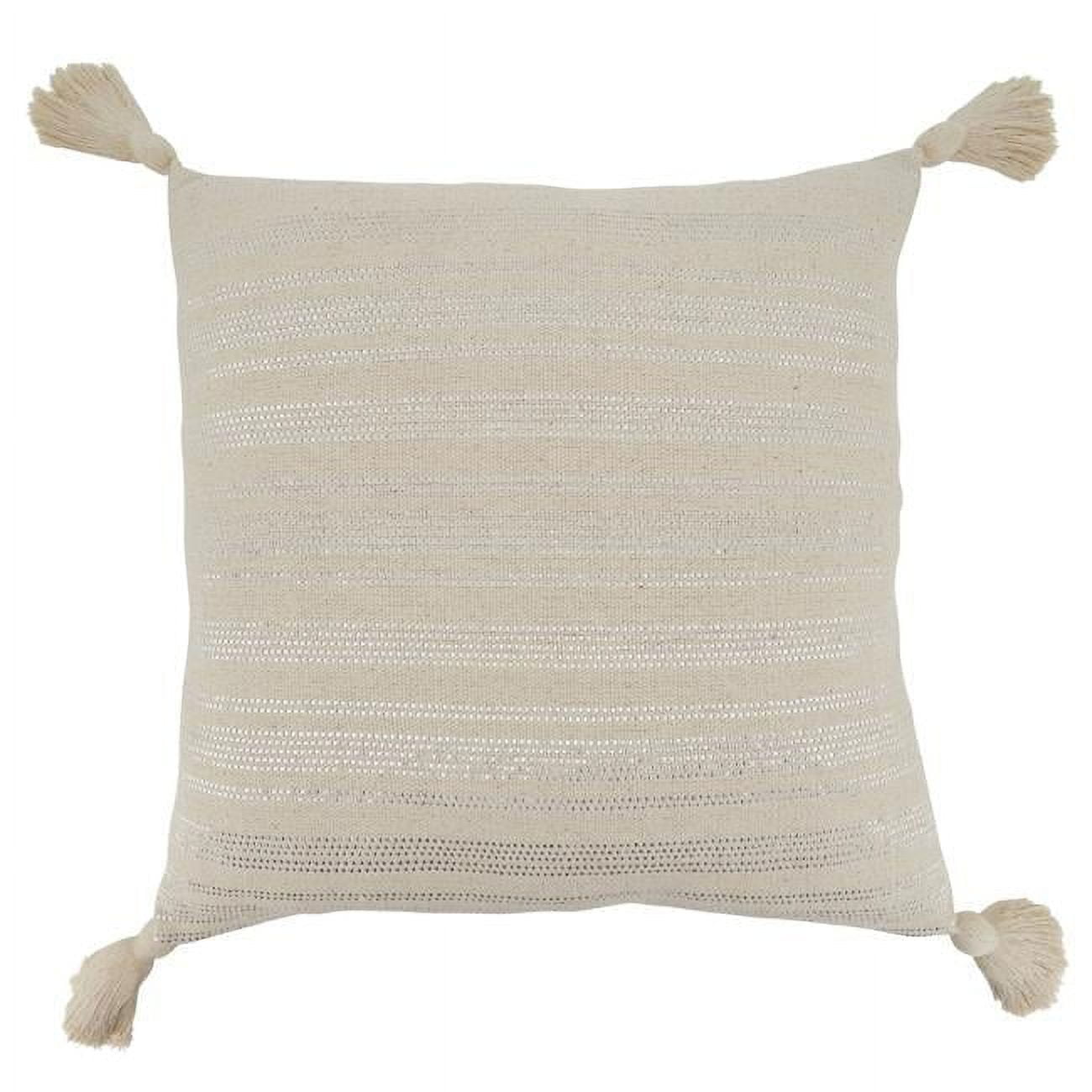 22" Square Natural Down-Filled Shimmer Line Throw Pillow