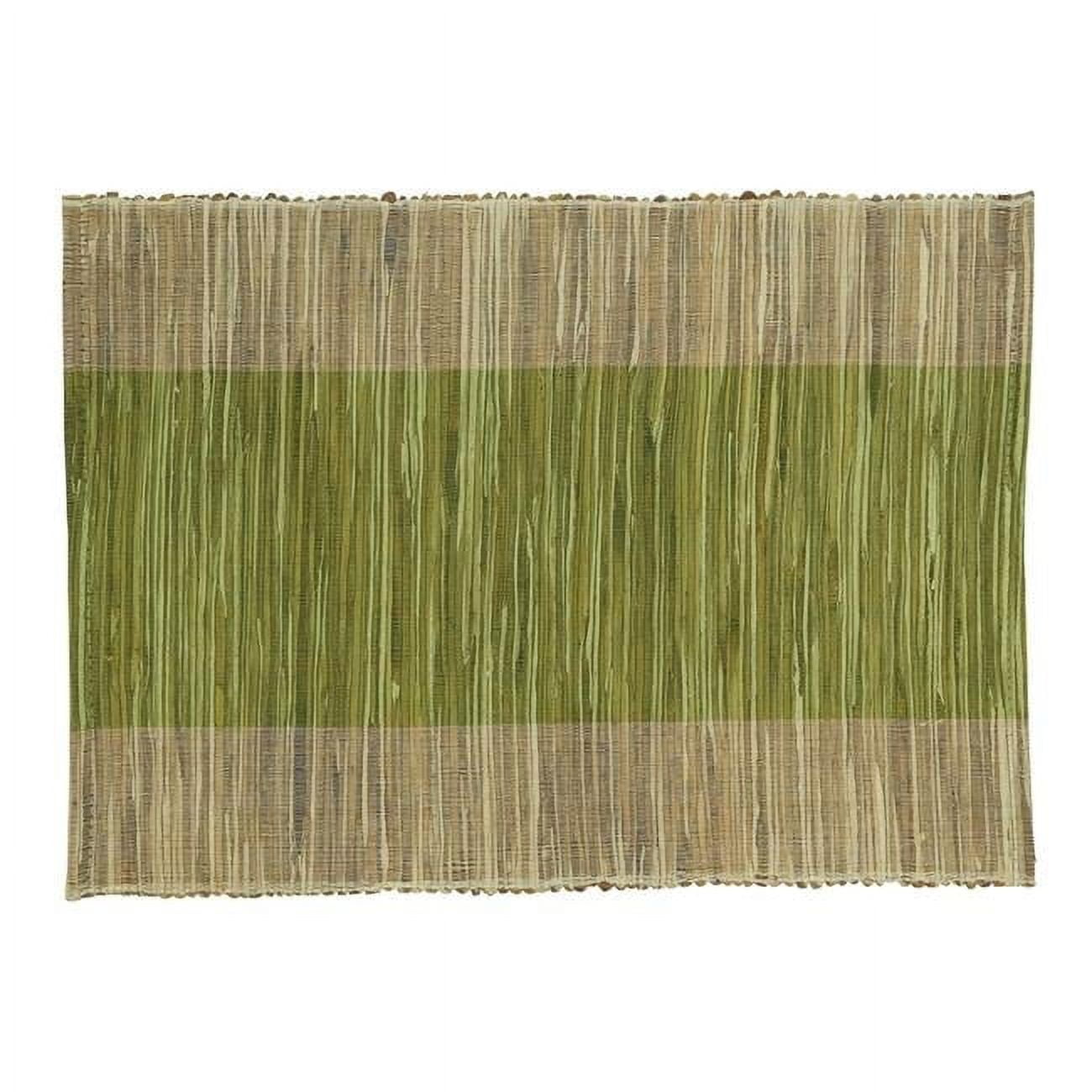 Green and Beige Shimmering Banded Fabric Placemats Set of 4