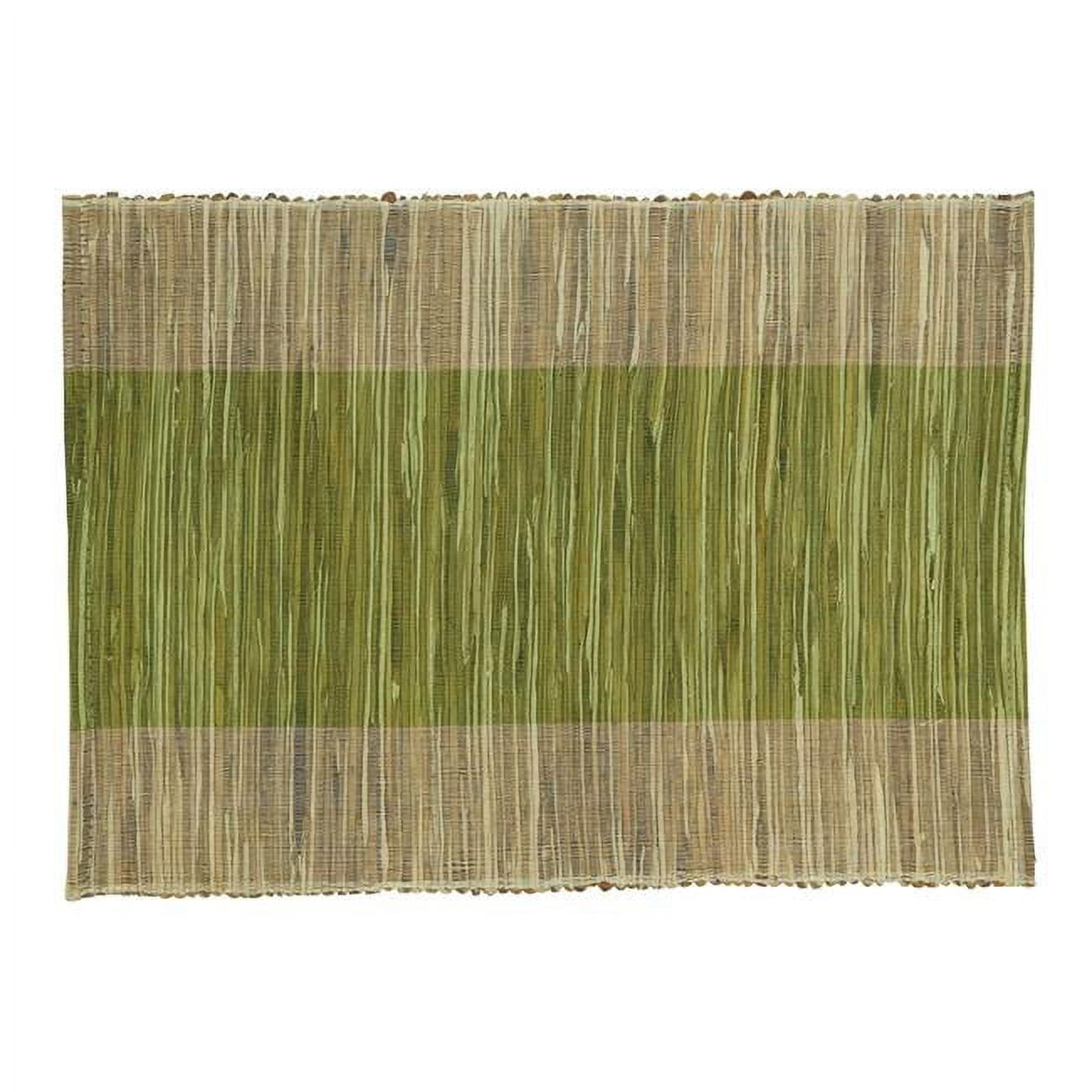 Green and Beige Shimmering Banded Fabric Placemats Set of 4