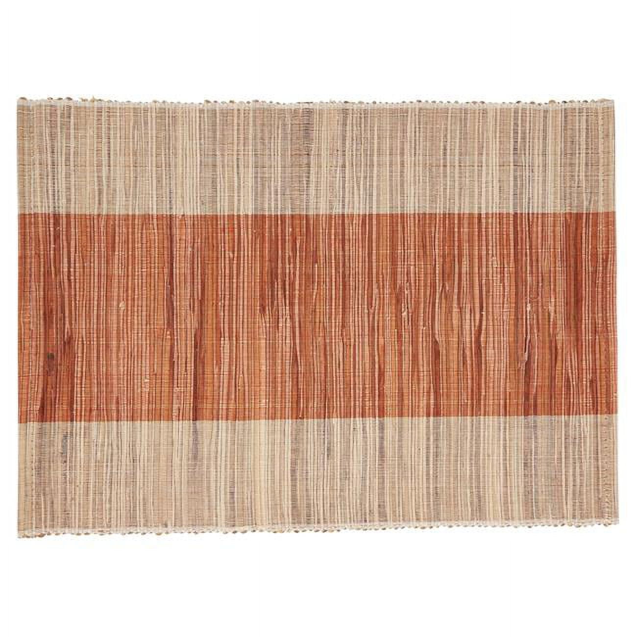 Rust and Beige Shimmering Banded Fabric Placemats Set of 4