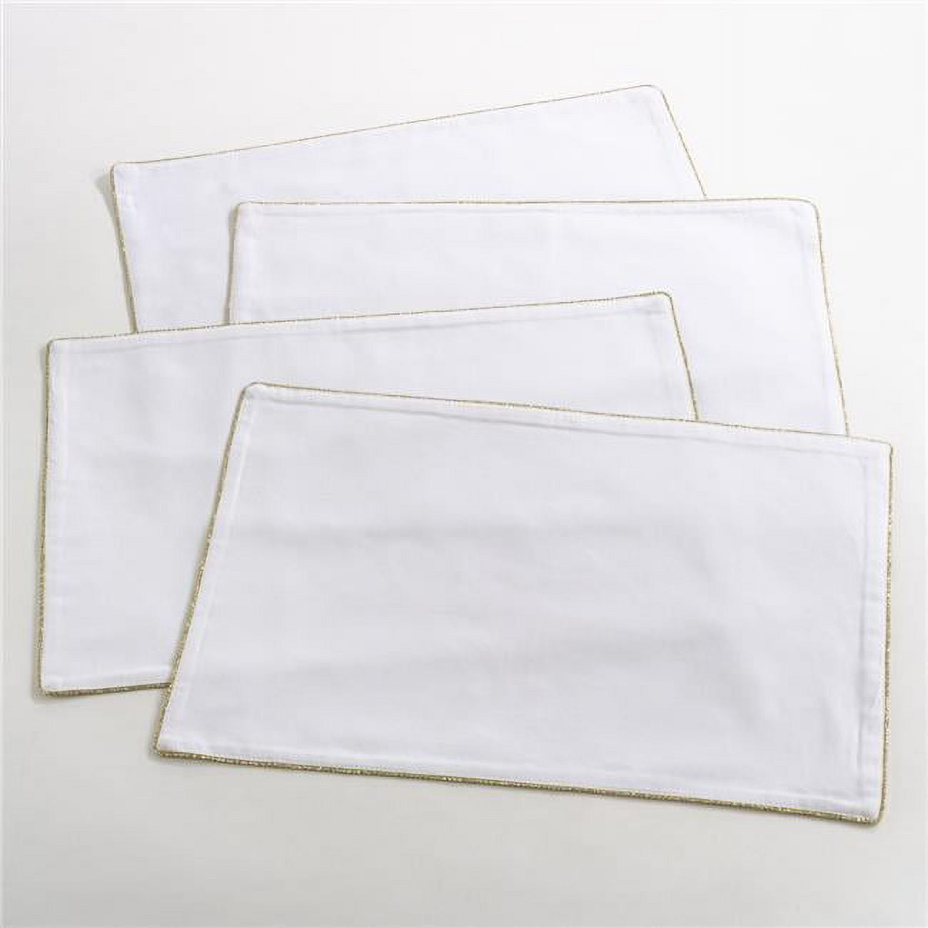White Cotton Placemats with Metallic Trim, Set of 4