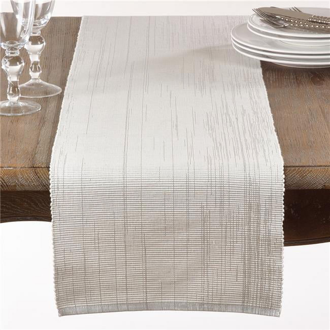 Shimmering White Ribbed Cotton Table Runner