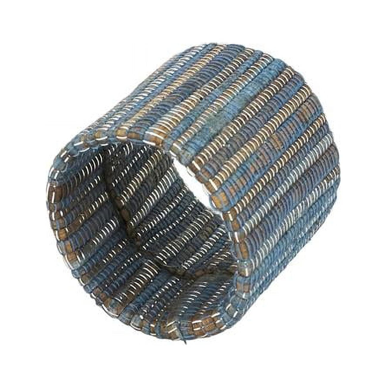 Blue-Grey Shimmering Woven Nubby Napkin Rings Set of 4