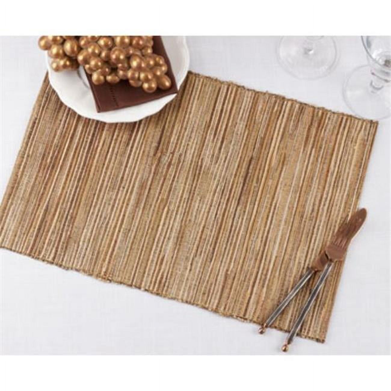 Gold Shimmering Woven Nubby Fabric Placemat Set