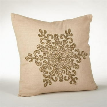 Saro Lifestyle Snowflake Beaded Decorative Pillow, 18¨ x 18¨, Bronze