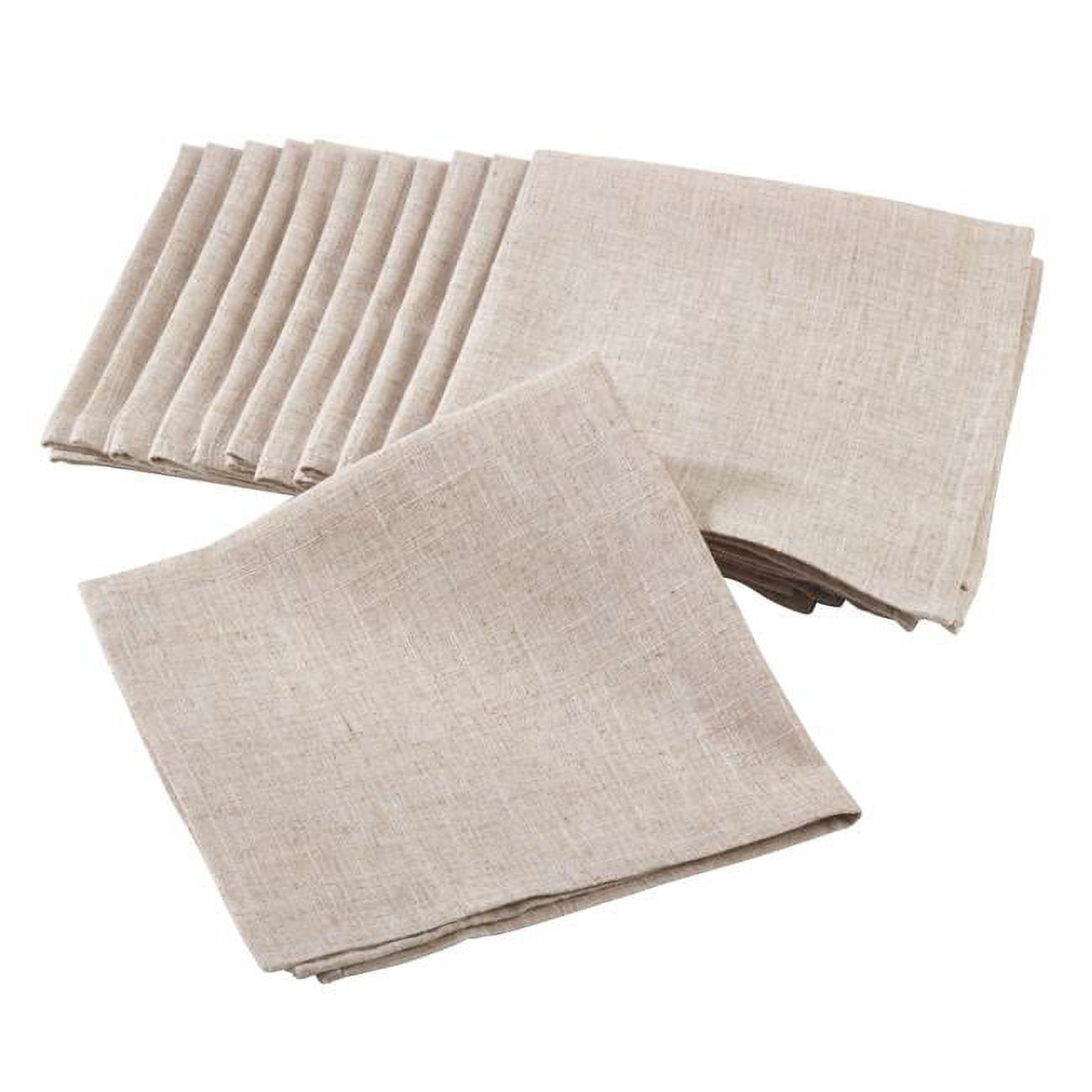 Beige Linen Blend 18" Plain Design Napkins Set of 12