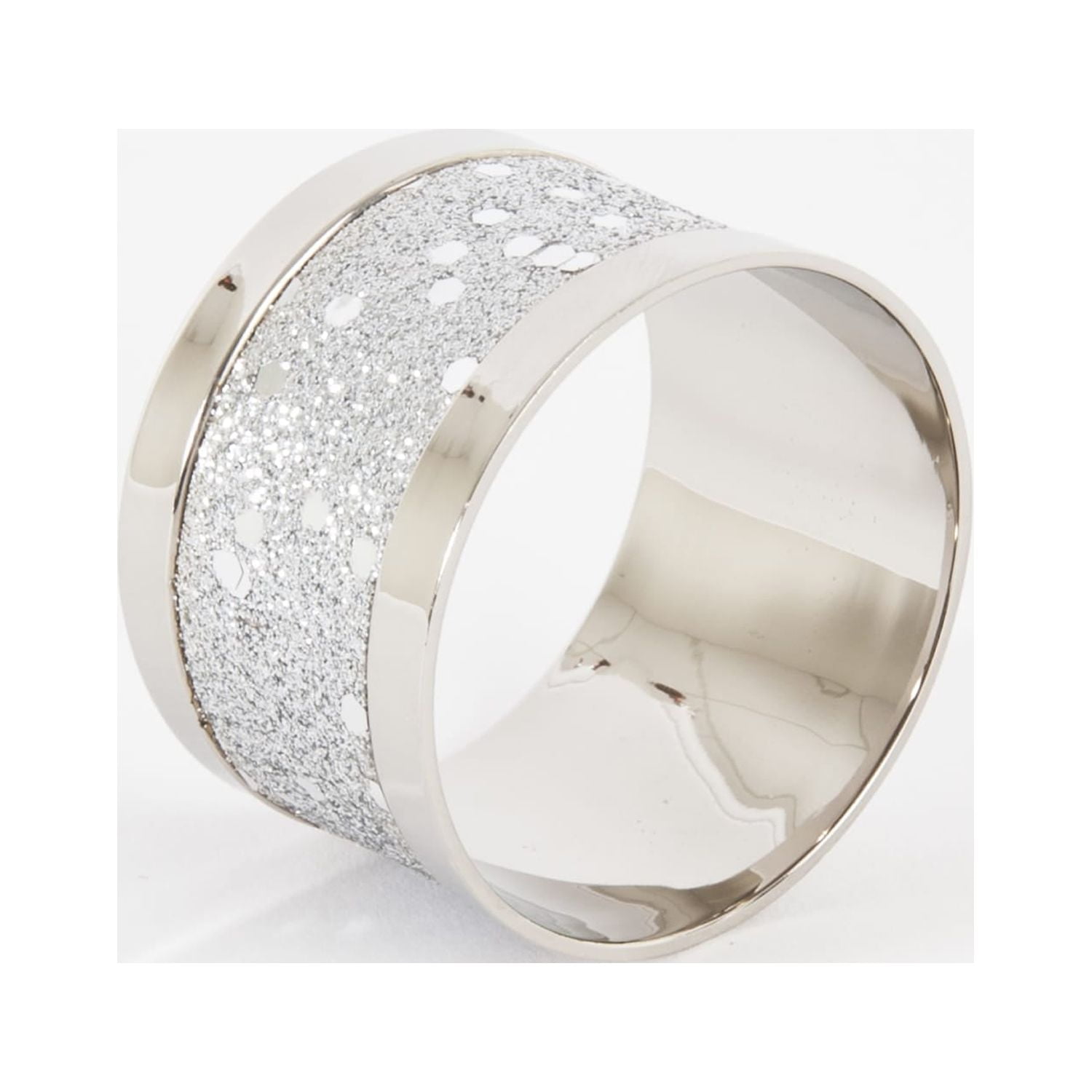 Silver Glitter Round Napkin Rings Set of Four