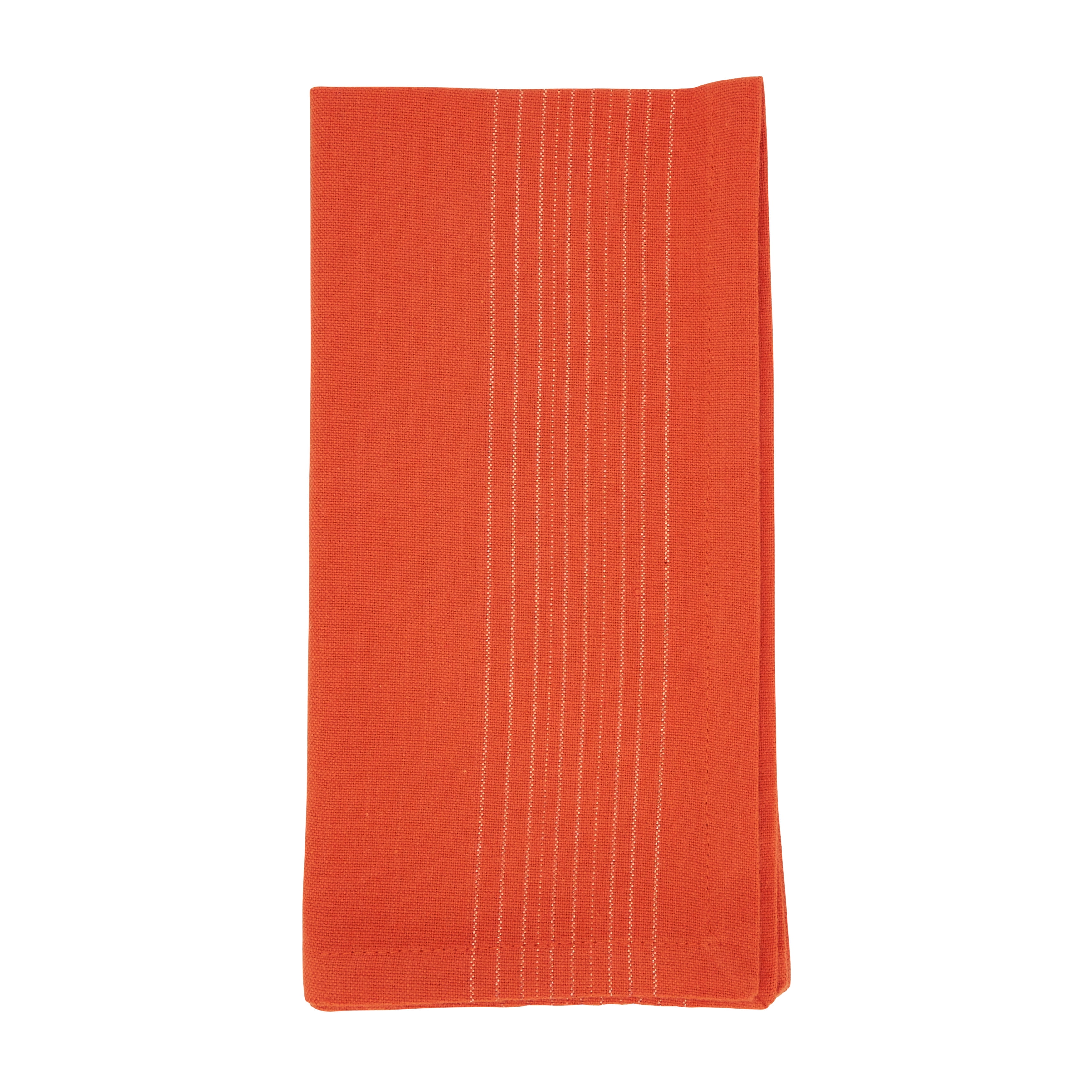 Orange Shimmer Stripe Cotton Napkin Set of 4