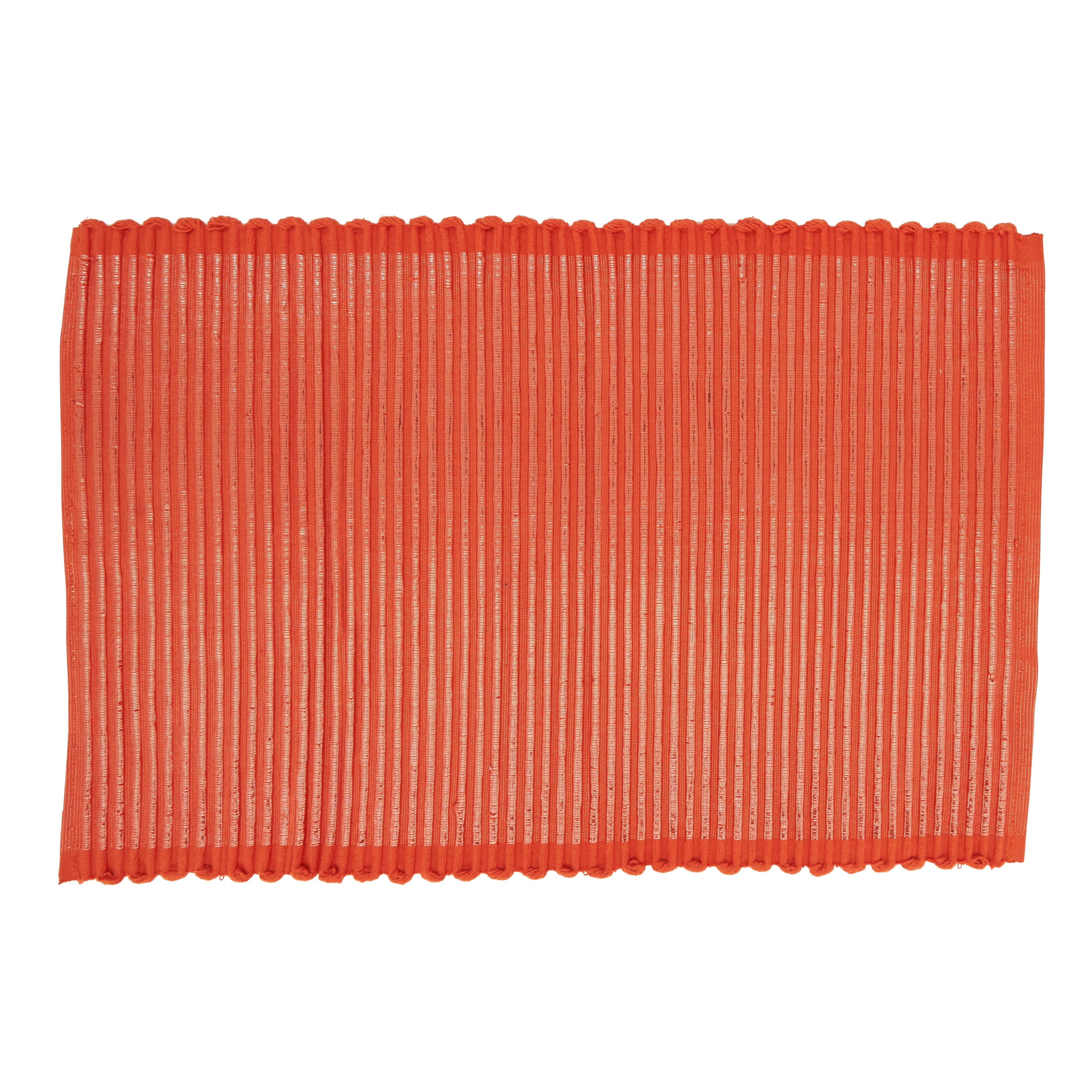 Orange Ribbed Cotton Rectangular Placemats Set of 4