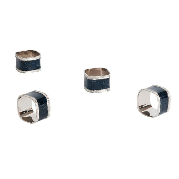 Saro Lifestyle Sparkling Square Design Napkin Ring (Set of 4)
