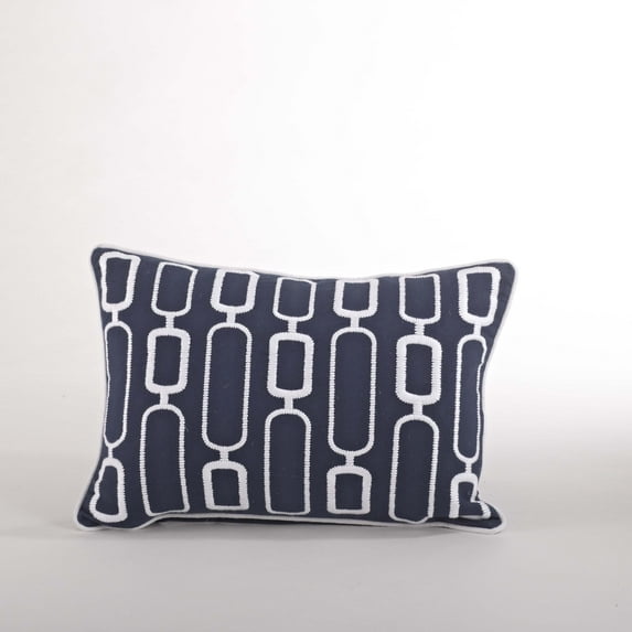 Saro Lifestyle Stitched Down Filled Throw Pillow Navy 12 x 18