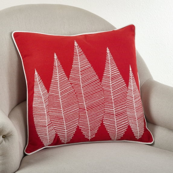 Saro Lifestyle Stitched Leaf 20-inch Down Filled Throw Pillow Coral