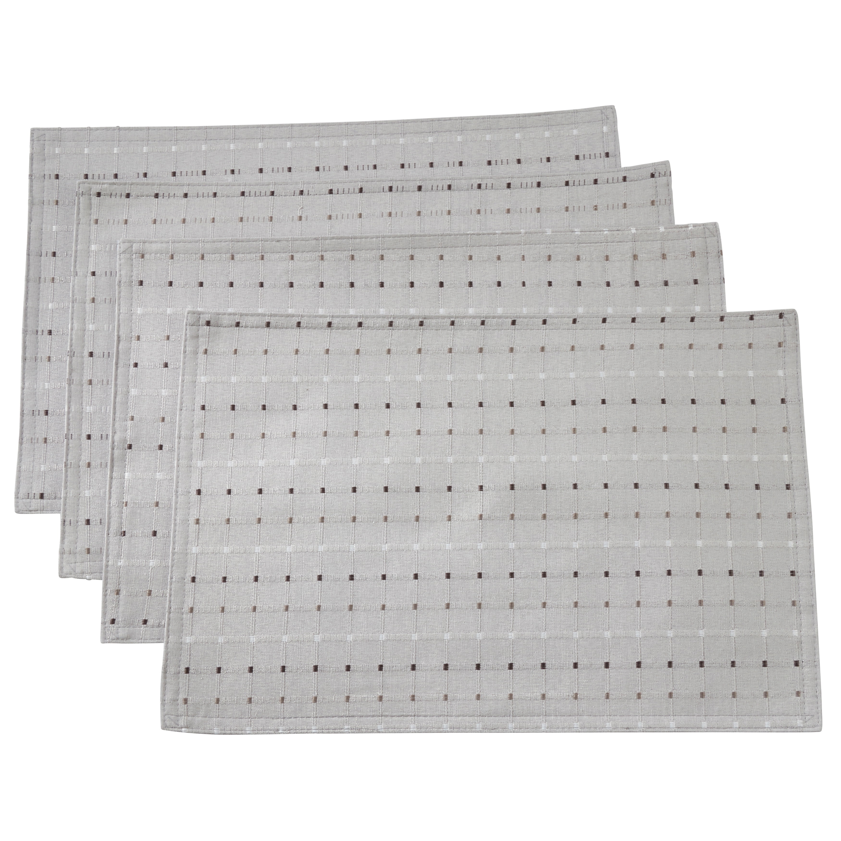 Gray Stitched Line Fabric Placemats Set of 4
